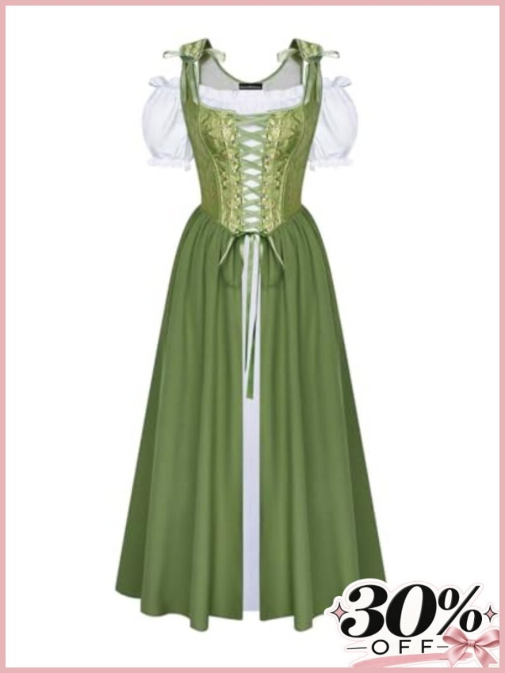 Renaissance Costume Set Corset Dress Medieval Lace-Up Cosplay